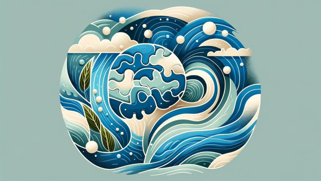 Behavior Therapy. Graphic of a brain, puzzle pieces, and waves symbolizing psychotherapy integration.