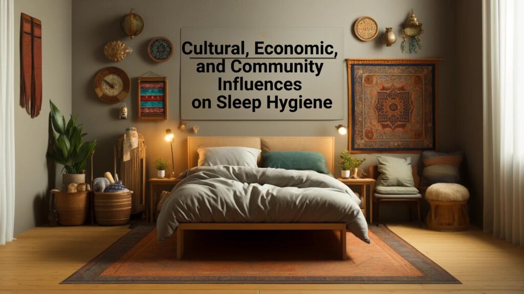 Bedroom showcasing cultural artifacts, economical bedding, and community-driven designs reflecting global sleep practices.